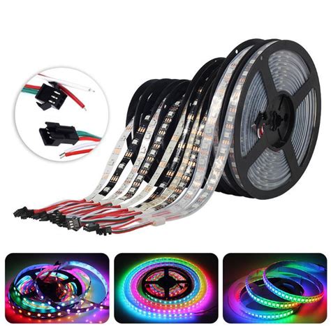 Oumukaled Ws2812 IC LED Strip 5050 RGB 30 60 144 Pixels Dream Color