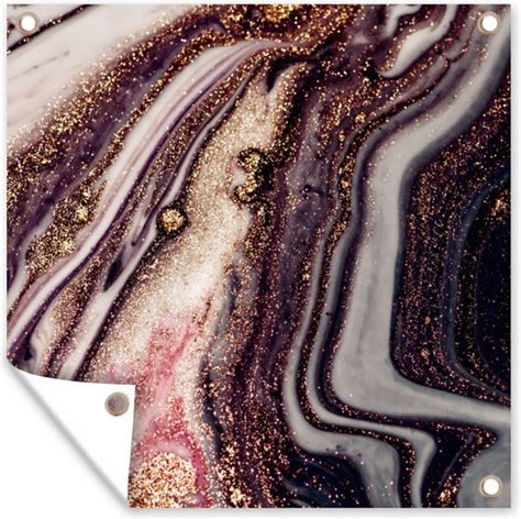 Tuindoek Marmer Roze Goud Glitter Marmerlook 100x100 Cm Bol