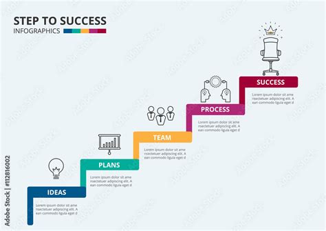 Stair Step To Success Staircase With Icons And Elements To Success