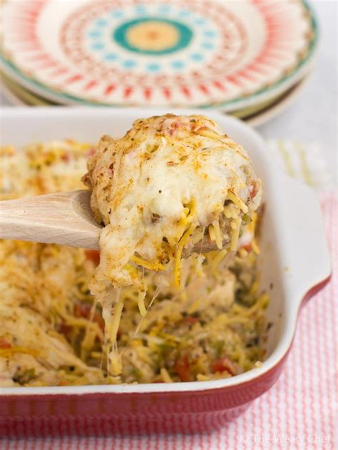 Baked Chicken Spaghetti Casserole Recipe The Weary Chef