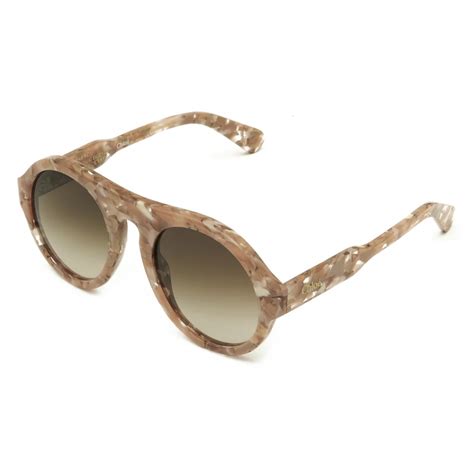 Chloé Gayia Sunglasses in Acetate Nude Crystal Foliage Pattern Gradient Light Brown Chloé