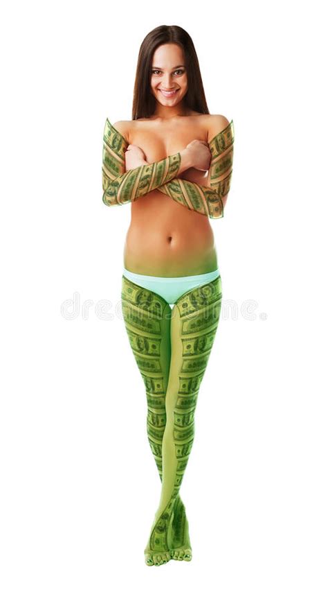 Brunette Naked Woman In Money Stock Image Image Of Girl Creative 35146753