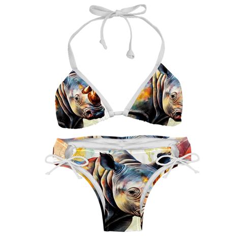 Rhinoceros Swim Suit Bikini Set With Detachable Sponge Adjustable
