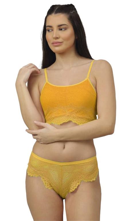 Buy Beach Curve Women Net Bra Panty Set For Lingerie Set Pack Of Color Yellow Online