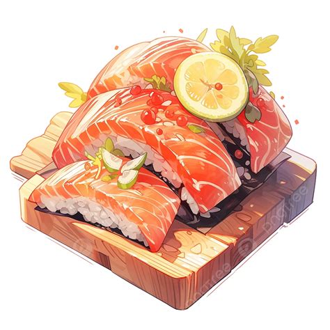 Salmon Sushi Illustration Great Luck In The Year Of The Dog Sushi