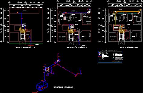 Planos De Casa Habitacion 1 Nivel Hidraulico Y Sanitario En Dwg Autocad