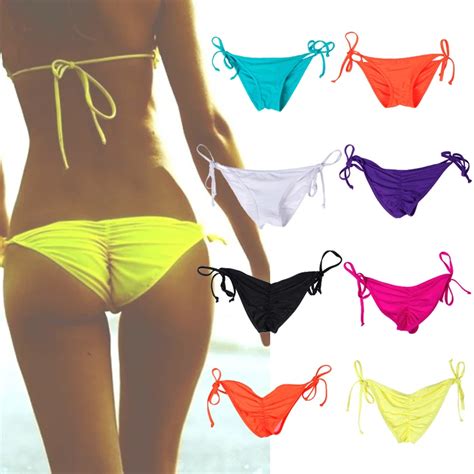 Swimwear Women Briefs Bikini Bottom Side Ties Brazilian Thong Swimsuit Classic Bottoms Biquini