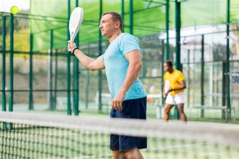 Male Padel Tennis Player Training On Court Stock Photo Image Of Male