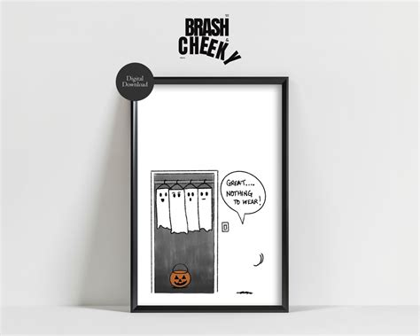 Silly Naked Ghost PRINTABLE Funny Halloween Digital Print Ghost Nothing To Wear Funny