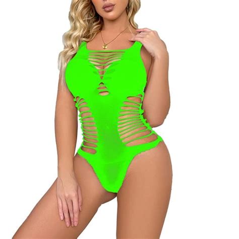 Iiniim Sexy Body R Sille Femme Sans Manches Erotique Lingerie De Nuit Coquine Fishnet Jumpsuit