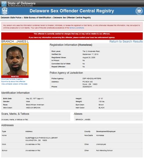 DSP S O A R Searching For Wanted Sex Offenders Delaware State Police State Of Delaware