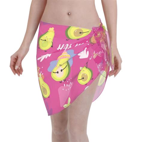 Adobk Pink Green Avocado Swimsuit Coverups For Women Beach Bikini Short Skirt For Swimwear