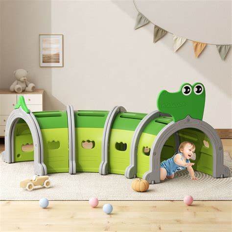 GLAF Kids Play Tunnel, Climb and Crawl Tunnel Toy for Toddlers (4 ...