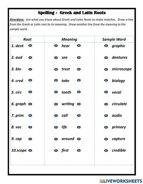 Greek And Latin Roots Activity Live Worksheets Worksheets Library