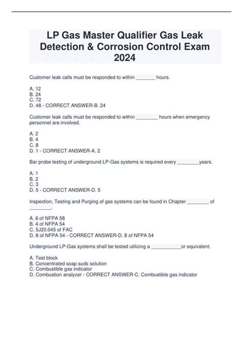 LP Gas Master Qualifier Gas Leak Detection & Corrosion Control Exam