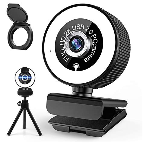 Buy 2K HD Webcam with Built in Adjustable Ring Light with Noise ...