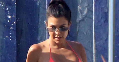 Kourtney Kardashian Flaunts Her Assets In Barely There Bikini A She