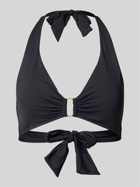Lauren Ralph Lauren Bikini Oberteil In Unifarbenem Design Mit Schn Rung Black Online Kaufen