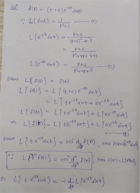 Solved Find The Laplace Transform Of F T T 2 E 2t Sin T