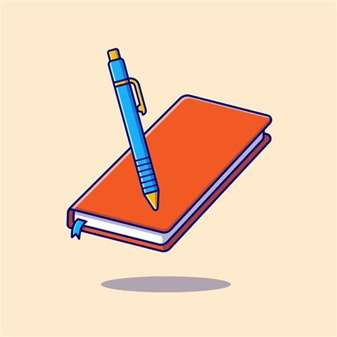 Book And Pen Cartoon Vector Icon Illustration Education Object Icon Concept Isolated Premium