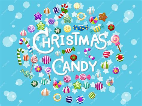 Набор рождественских конфет. конфеты и сладости леденец. коллекция ...