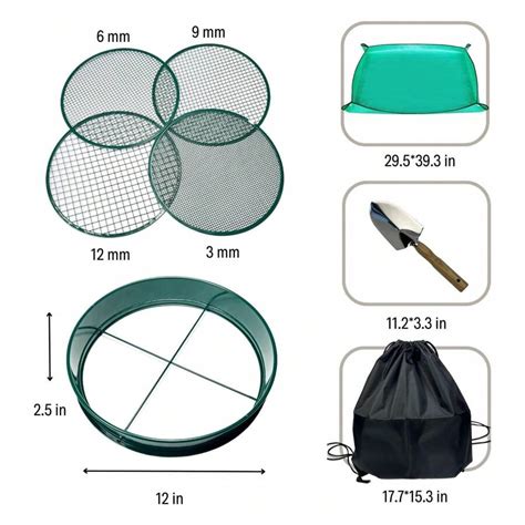 Soil Sifter For Gardening 12 Inch Green Soil Sifter With 4 Replaceable