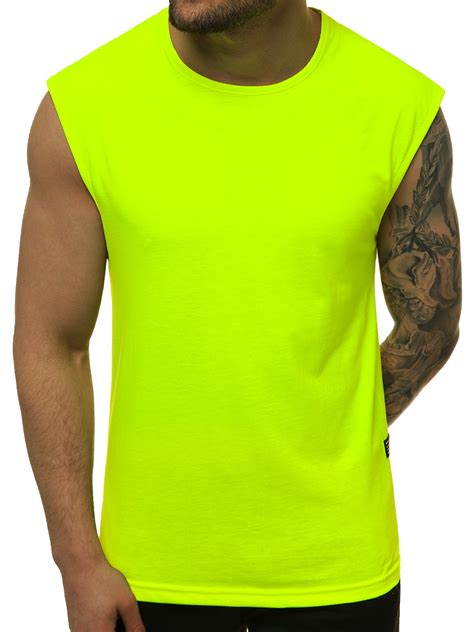 Mens Tank Top Yellow Neon Ozonee O1265 Mens Clothing Ozonee