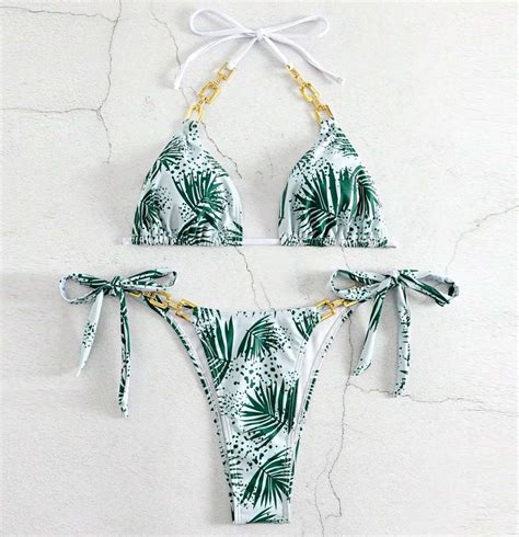 Dvodelne Kopalke Bikini Malibu Belo Zelene