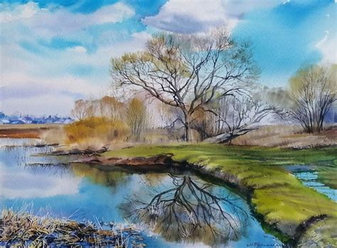 Акварель Звонкий апрель на Тезе! в интернет-магазине Ярмарка Мастеров ...