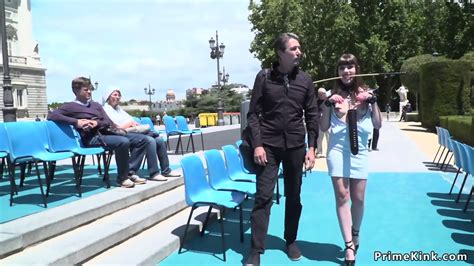 Bare Ass Babe Disgraced In Public Cafes