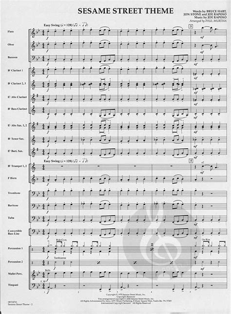 Sesame Street Theme Joe Raposo Sheet Music For Concert Band