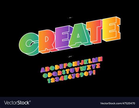 Create Font 3d Bold Style Royalty Free Vector Image