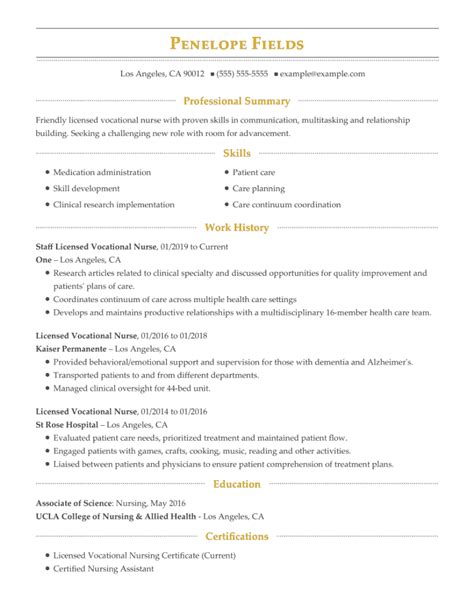 Lvn Resume Format Lvn Resume Samples