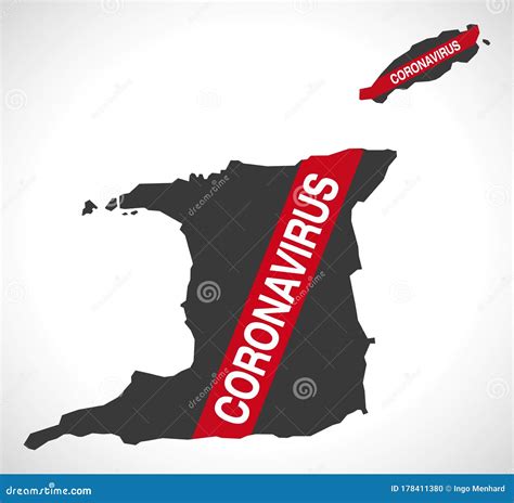 Trinidad and Tobago Map with Coronavirus Warning Illustration Stock