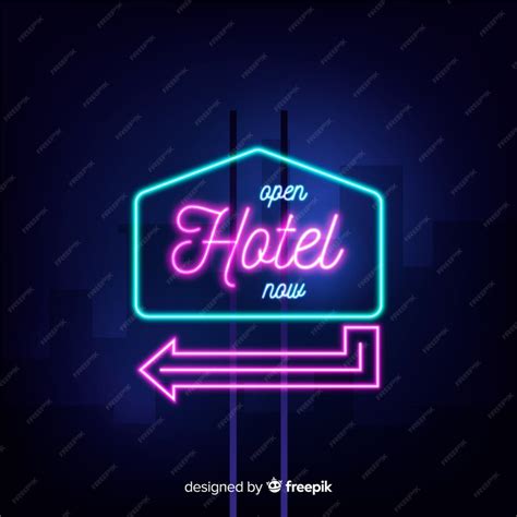 premium vector realistic hotel neon sign background