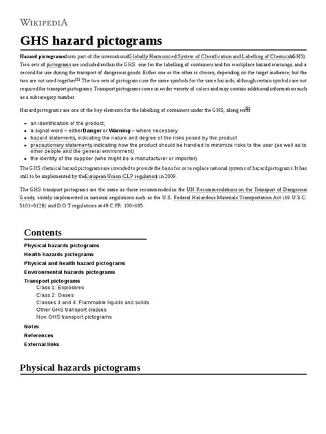 GHS Hazard Pictograms | PDF | Dangerous Goods | Toxicity