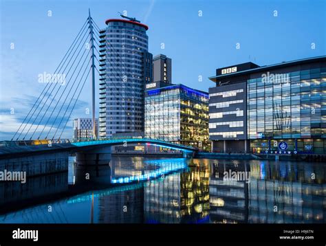 The Mediacityuk Complex And Swing Footbridge Over The Manchester Ship