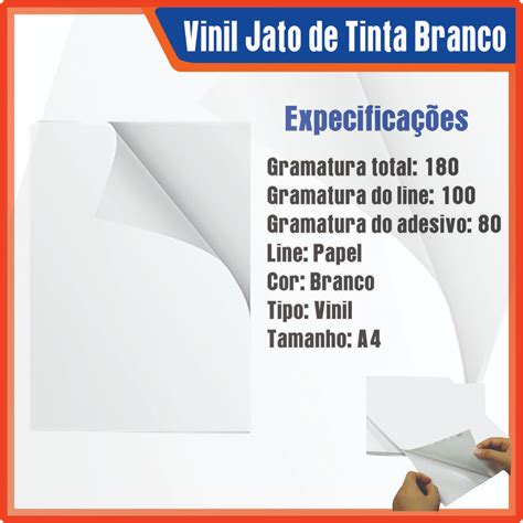 10 Vinil Adesivo 100 Branco A4 Impressora Jato De Tinta Shopee Brasil