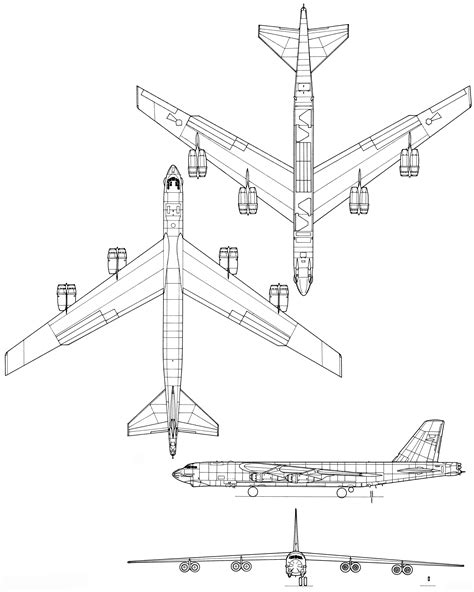 Boeing B-52 Stratofortress Blueprint - Download free blueprint for 3D ...