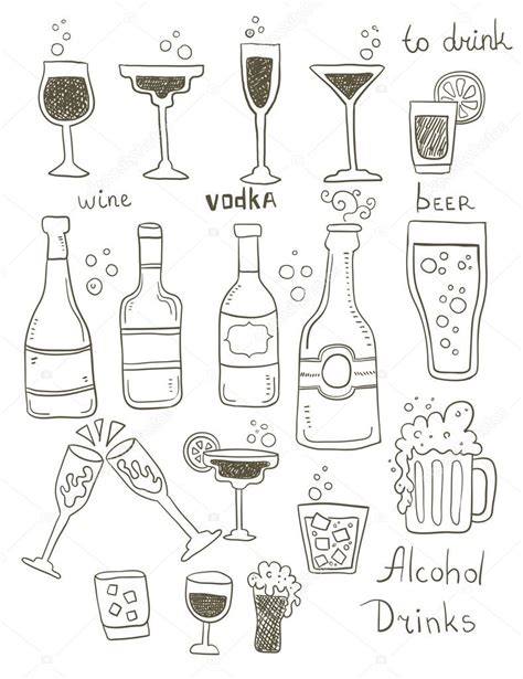 Alcohol Doodles Set — Stock Vector © Orfeev 65381535