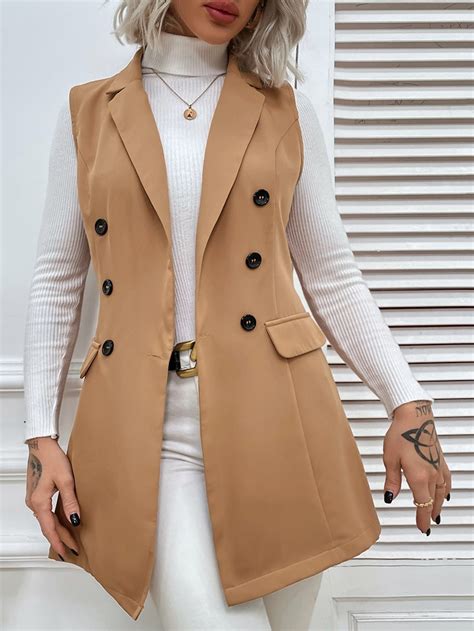 Emery Rose Shawl Collar Double Breasted Vest Blazer Artofit