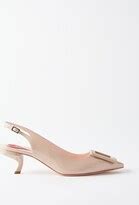 Roger Vivier Virgule Patent Leather Slingback Pumps Nude ShopStyle