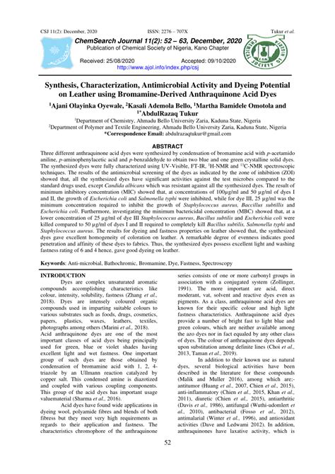 Pdf Synthesis Characterization Antimicrobial Activity And Dyeing