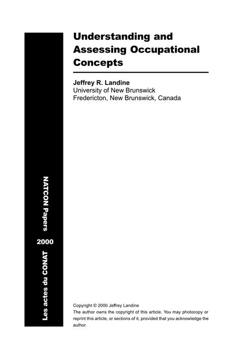 Pdf Understanding And Assessing Occupational Concepts