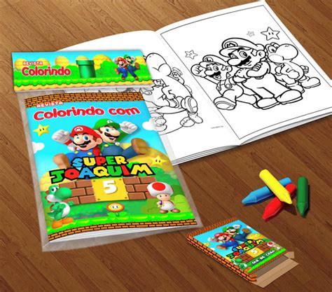 Kit Colorir Super Mario Livrinho Giz De Cera Elo7