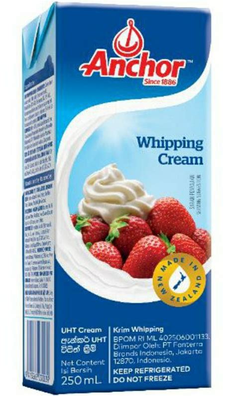 Anchor Uht Dairy Whipping Cream 250ml X24 Sold Per Carton — Horeca