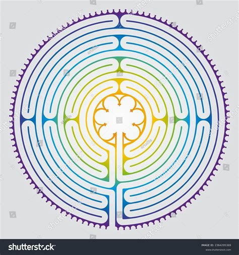 Labyrinth Cathedral Chartres Illustration Vector Symbolism Stock Vector