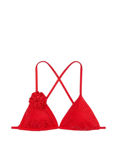 Buy Rosette Shine Triangle Bikini Top Bright Vermillion Order Bikini