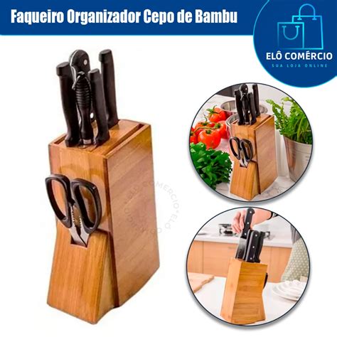 Faqueiro Suporte Organizador Cepo De Bambu Organizador De Facas Cozinha