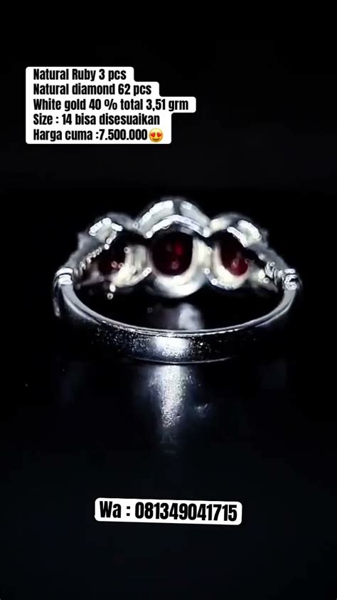 Cincin Wanita Emas Putih Natural Berlian Eropa Natural Batu Ruby